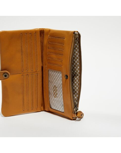 Sac besace en Cuir Priti jaune moutarde - 19.5x11x3 cm