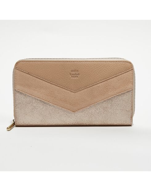 Portefeuille en Cuir Patsy V rose - 21x12.5x2.5 cm
