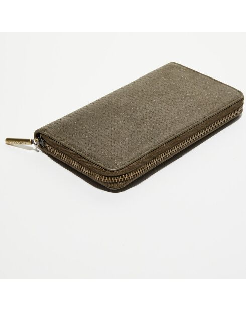 Portefeuille en Cuir Patsy D vert kaki olive - 21x12.5x2.5 cm