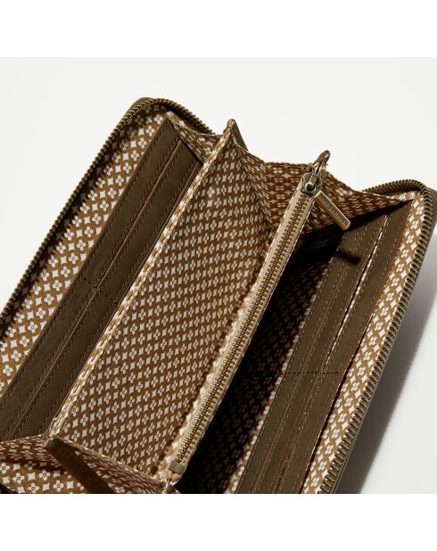 Portefeuille en Cuir Patsy D vert kaki olive - 21x12.5x2.5 cm