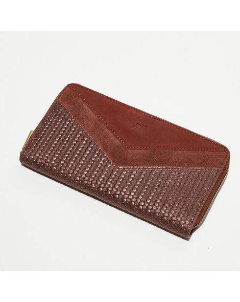 Portefeuille en Cuir Patsy D marron terre - 21x12.5x2.5 cm