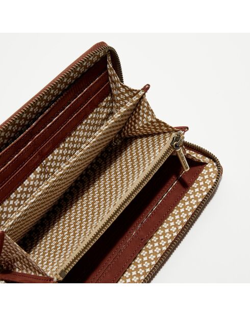 Portefeuille en Cuir Patsy D marron terre - 21x12.5x2.5 cm