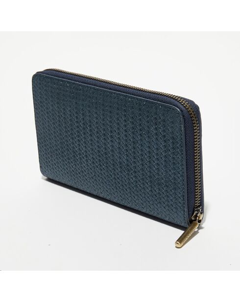 Portefeuille en Cuir Patsy D bleu paon - 21x12.5x2.5 cm