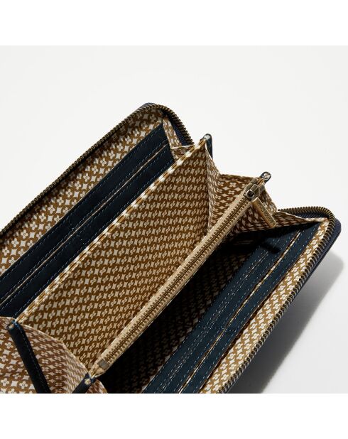 Portefeuille en Cuir Patsy D bleu paon - 21x12.5x2.5 cm