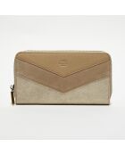 Portefeuille en Cuir Patsy V taupe - 21x12.5x2.5 cm