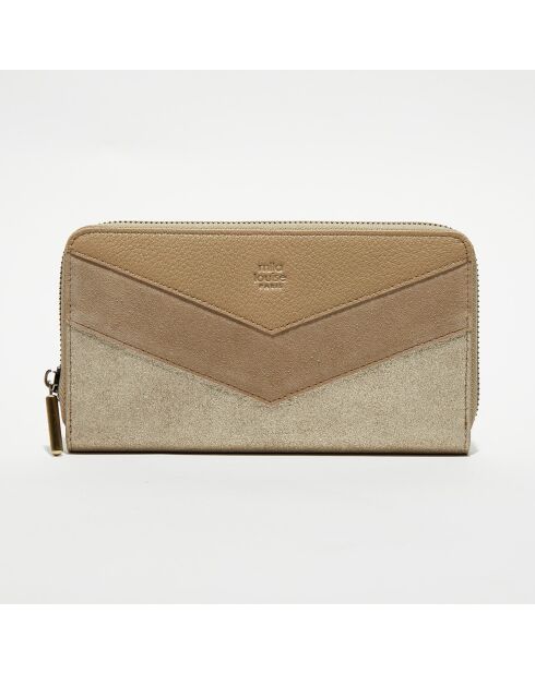 Portefeuille en Cuir Patsy V taupe - 21x12.5x2.5 cm