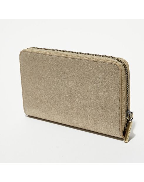 Portefeuille en Cuir Patsy V taupe - 21x12.5x2.5 cm