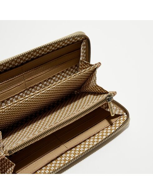 Portefeuille en Cuir Patsy V taupe - 21x12.5x2.5 cm