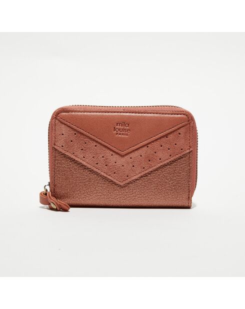 Portefeuille en Cuir Pat rose - 14x10x2.5 cm