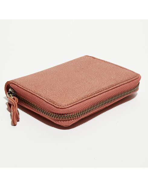 Portefeuille en Cuir Pat rose - 14x10x2.5 cm