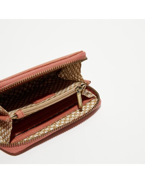Portefeuille en Cuir Pat rose - 14x10x2.5 cm