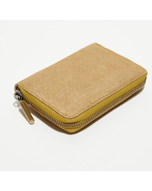 Portefeuille en Cuir Roe L beige - 14x10x2.5 cm