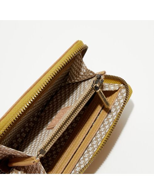 Portefeuille en Cuir Roe L beige - 14x10x2.5 cm