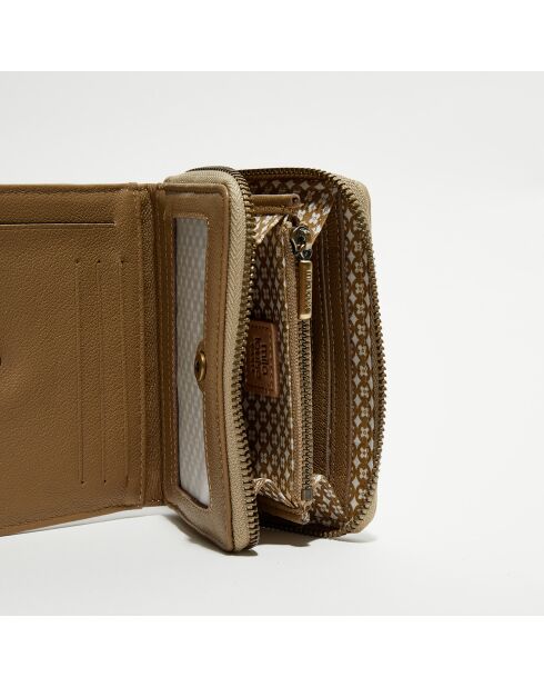 Compagnon en Cuir Rome J taupe - 14x10x3.5 cm