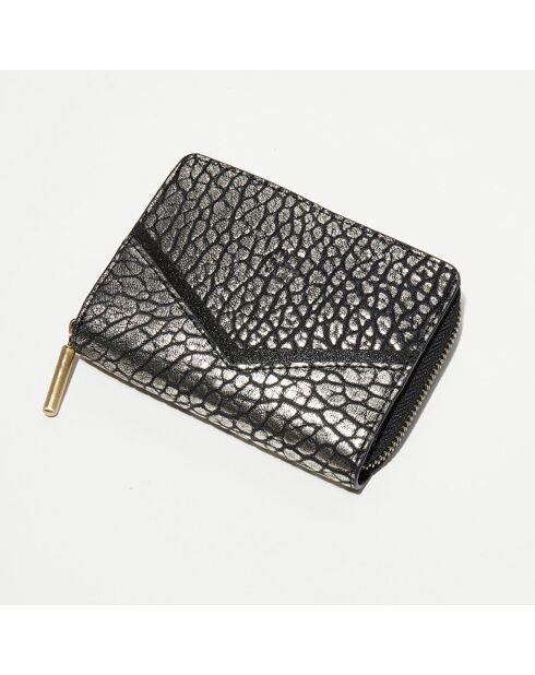 Compagnon en Cuir Rome J noir - 14x10x3.5 cm