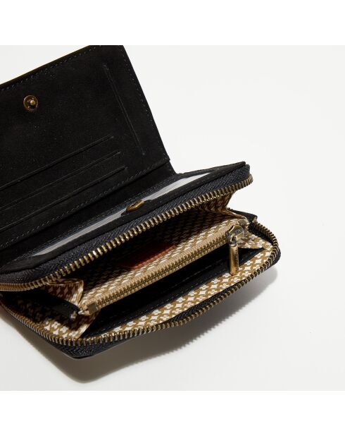 Compagnon en Cuir Rome J noir - 14x10x3.5 cm