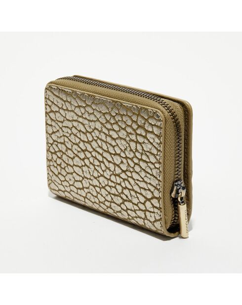 Compagnon en Cuir Rome J vert kaki - 14x10x3.5 cm