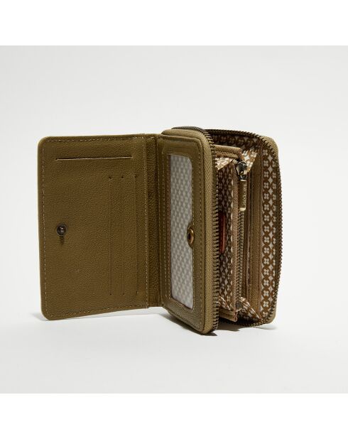 Compagnon en Cuir Rome J vert kaki - 14x10x3.5 cm