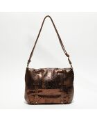 Sac besace en Cuir Bernie K camel - 35x23x13 cm