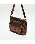Sac besace en Cuir Bernie K camel - 35x23x13 cm