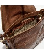 Sac besace en Cuir Bernie K camel - 35x23x13 cm