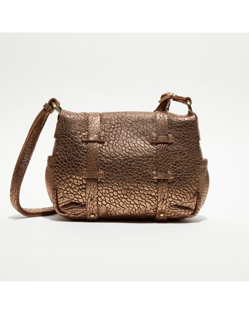 Sac besace en Cuir Bess J camel - 25x20x7 cm
