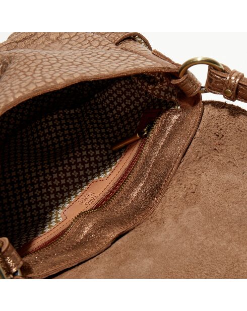 Sac besace en Cuir Bess J camel - 25x20x7 cm