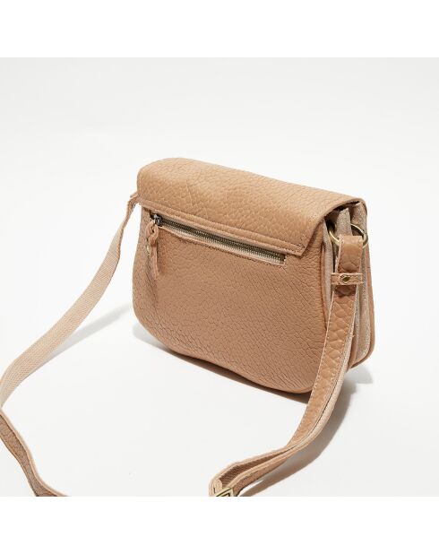 Sac besace en Cuir Aloise E rose - 23x25x7 cm