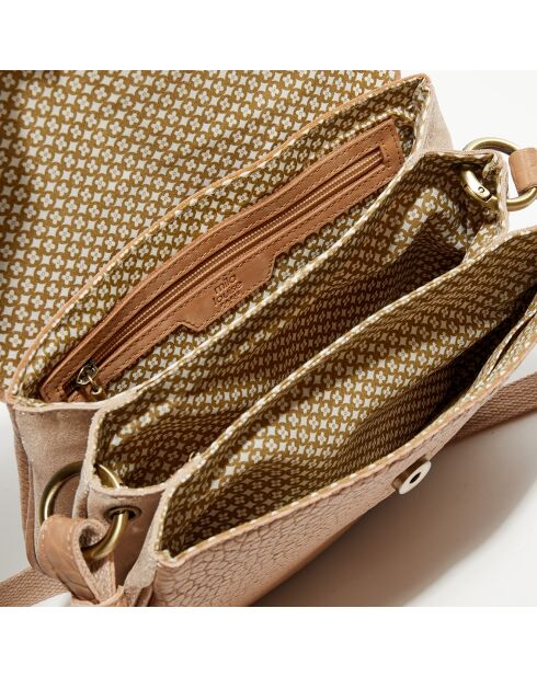 Sac besace en Cuir Aloise E rose - 23x25x7 cm
