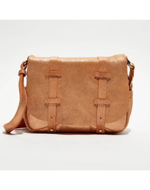 Sac besace en Cuir Bess X orange - 25x20x7 cm