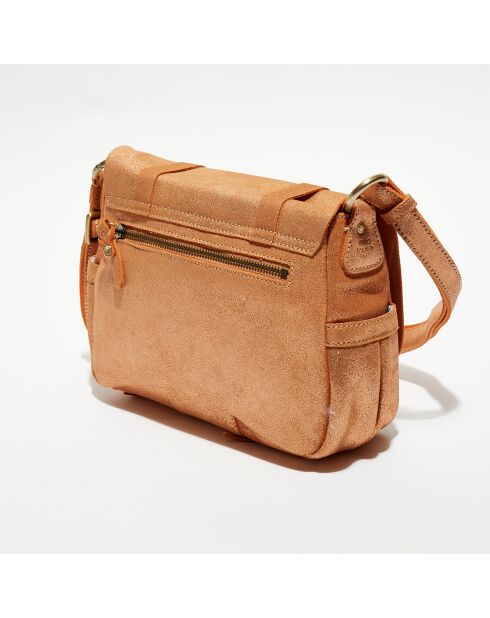 Sac besace en Cuir Bess X orange - 25x20x7 cm