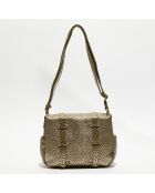 Sac besace en Cuir Bess J vert kaki - 25x20x7 cm