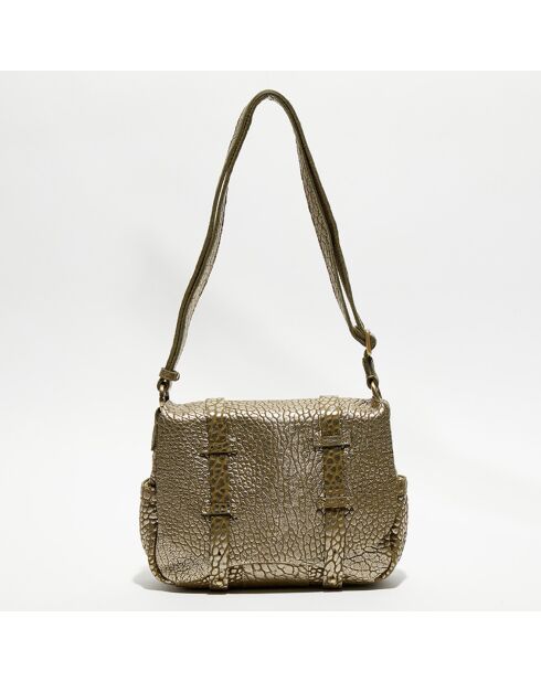 Sac besace en Cuir Bess J vert kaki - 25x20x7 cm