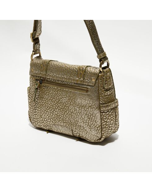 Sac besace en Cuir Bess J vert kaki - 25x20x7 cm