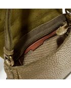 Sac besace en Cuir Bess J vert kaki - 25x20x7 cm