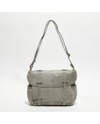 Sac besace en Cuir Bernie X gris menthe - 35x23x13 cm