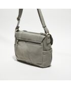 Sac besace en Cuir Bernie X gris menthe - 35x23x13 cm