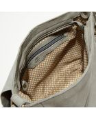 Sac besace en Cuir Bernie X gris menthe - 35x23x13 cm