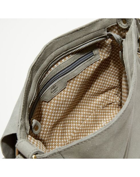 Sac besace en Cuir Bernie X gris menthe - 35x23x13 cm