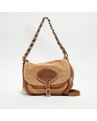 Sac besace en Cuir Rocia V camel - 23x20x7 cm