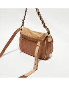 Sac besace en Cuir Rocia V camel - 23x20x7 cm