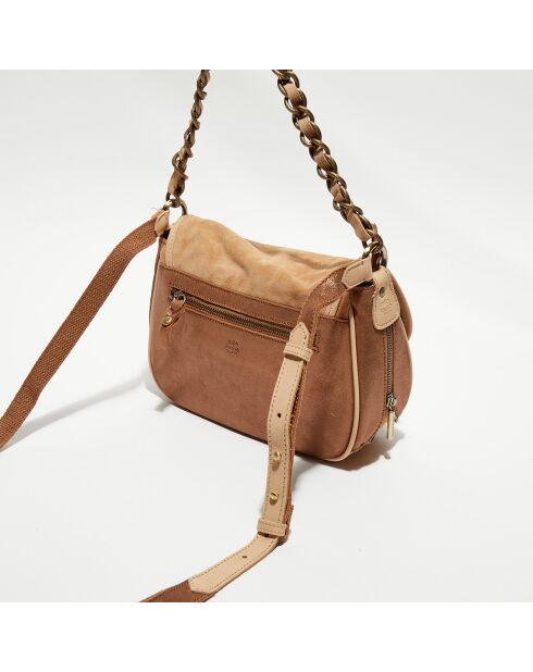 Sac besace en Cuir Rocia V camel - 23x20x7 cm