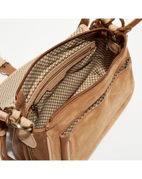 Sac besace en Cuir Rocia V camel - 23x20x7 cm