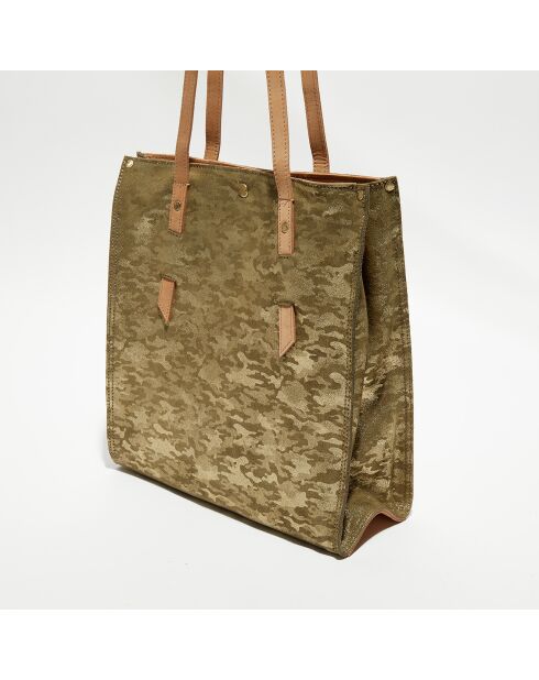 Sac cabas en Cuir Kba Z vert kaki - 32x38x13 cm