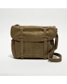 Sac besace en Cuir Bernie L vert kaki - 35x23x13 cm