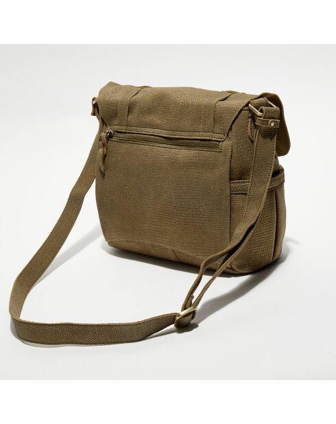 Sac besace en Cuir Bernie L vert kaki - 35x23x13 cm