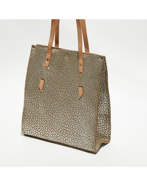 Sac cabas en Cuir Kba J taupe - 32x38x13 cm