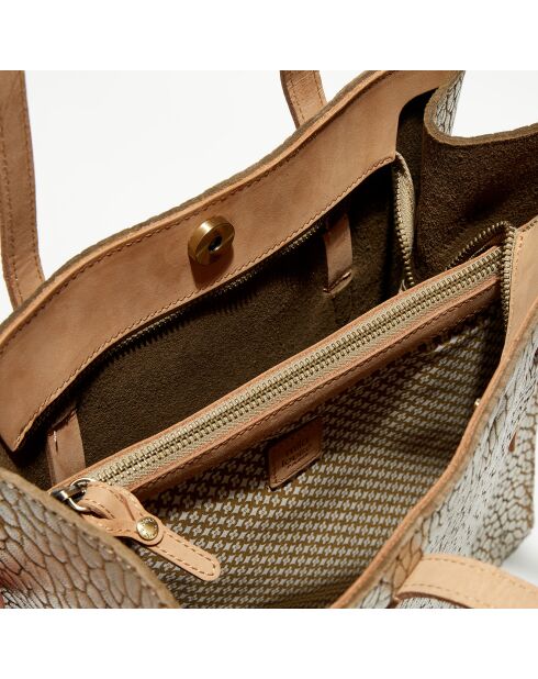 Sac cabas en Cuir Kba J taupe - 32x38x13 cm