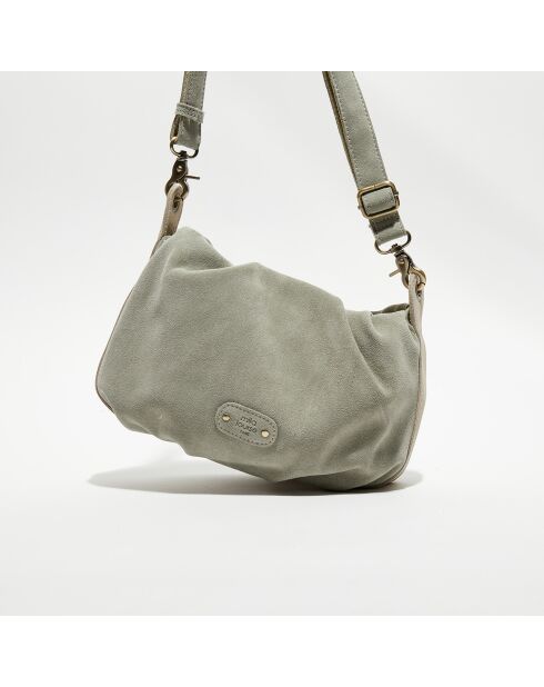Sac bandoulière en Cuir Priscia V gris - 28x17x5 cm