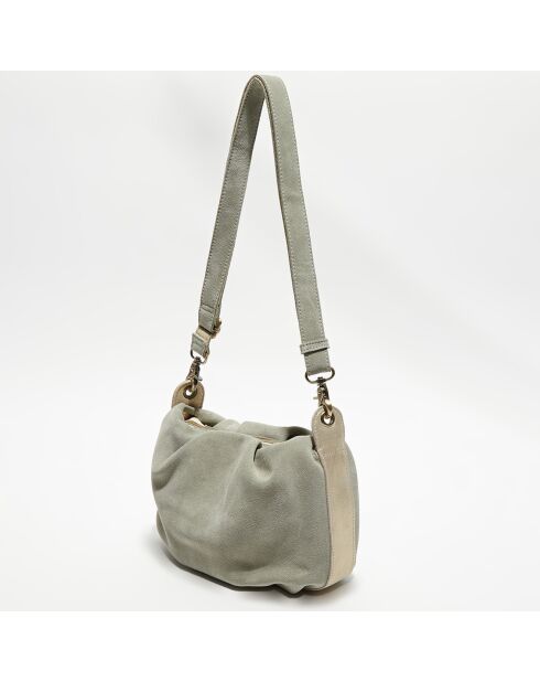 Sac bandoulière en Cuir Priscia V gris - 28x17x5 cm